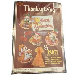 Beistle Decorama Thanksgiving 1983 Diecut Paper Cornshock 8 Piece Vintage New